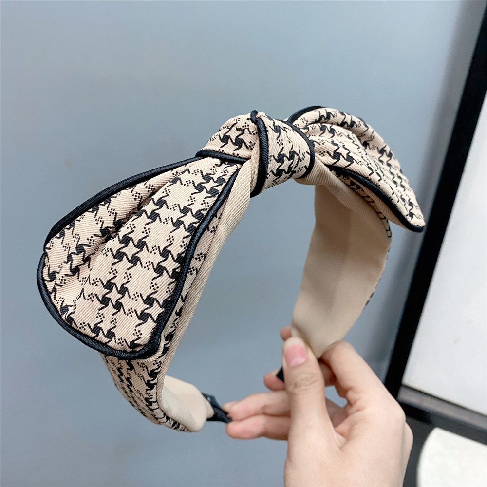 New Lattice Bow Headband Wash Face Hair Band French Korean With Wire Headdress display picture 5