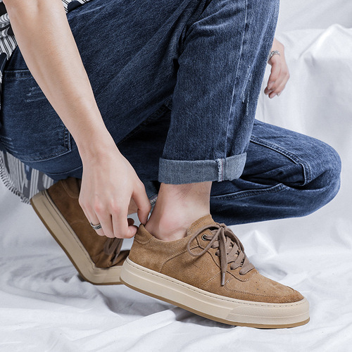 Men's high-end shoes  new breathable suede casual leather shoes men's retro versatile casual sneakers 8001-R