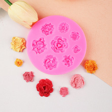 翻糖蛋糕烘培装饰 大小玫瑰花朵模具DIY巧克力滴胶粘土模饰品装饰