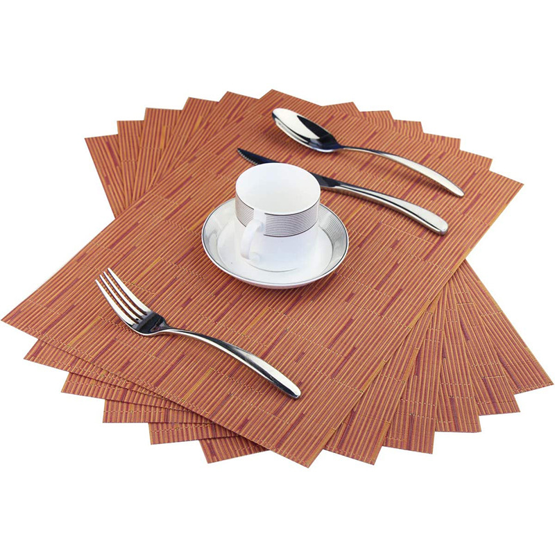 PVC mantel de bambú posavasos vinilo lavable estera de mesa fácil de limpiar Mesa tejida estera posavasos