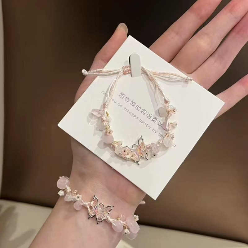 蓝色蝴蝶清冷甜美手工编织女生闺蜜七夕礼物蓝色蝴蝶手链2025新款|undefined