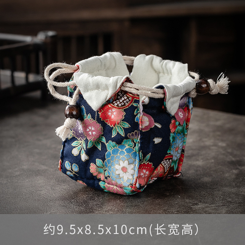 Bolsa de almacenamiento de taza única maestra bolsa de taza maestra taza de té portátil taza de construcción bolsa de tela con cordón de algodón y lino bolsa de tela juego de té