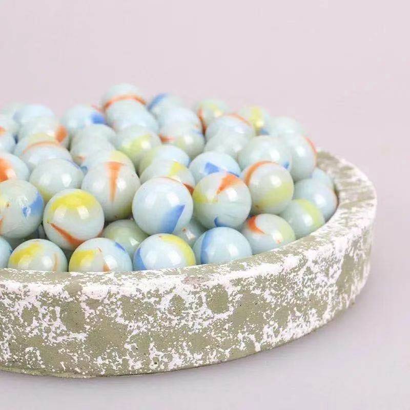 弹珠玻璃弹珠16mm奶白色玻璃珠14mm透明玻璃球蓝色童年怀旧玩具