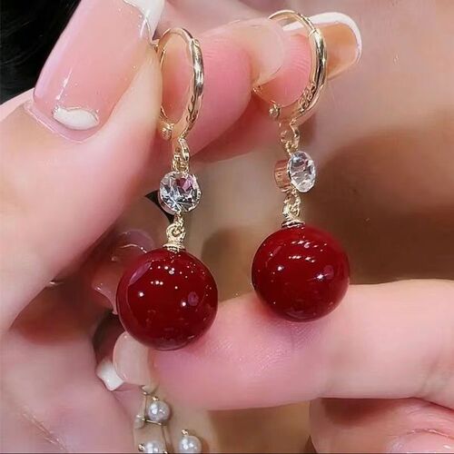 Korean fashion long colorful shell bead earrings personalized Hong Kong style retro diamond earrings versatile temperament earrings