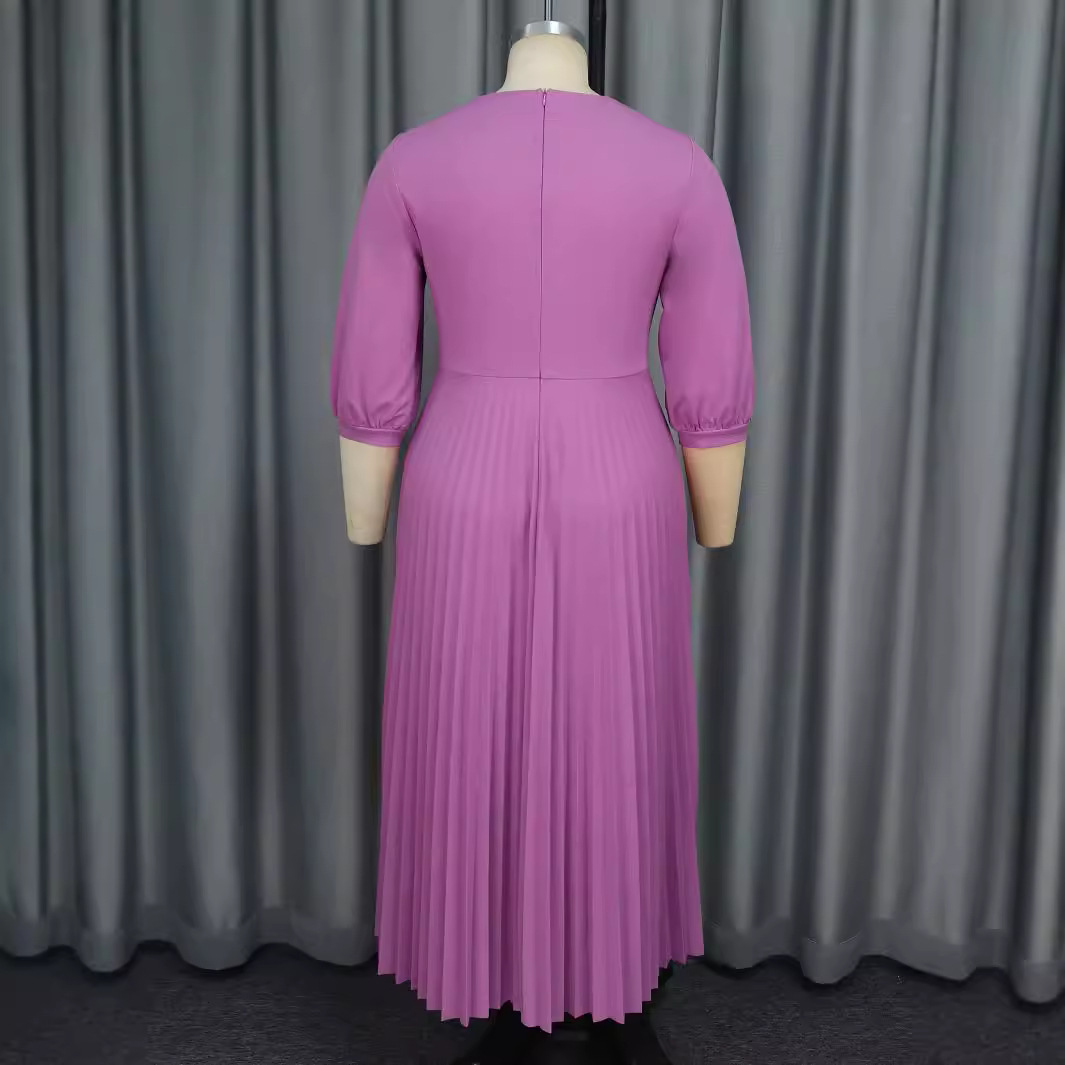 Women's Clothing large size lotus leaf two piece dress fashionable perspective collar party dress dress_voghion.com
