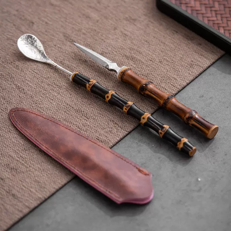 紫竹茶刀竹根茶刀竹鞭节茶刀茶针文玩竹普洱刀开茶饼茶锥茶具配件