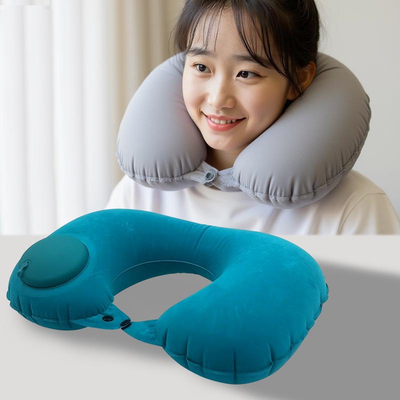 Portable Compression Inflatable U-Shaped Travel Neck Nap Airplane Pillow_voghion.com