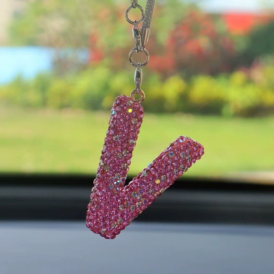 Car hanging Pendant High-End Letter Car Pendant - v-letter-car-pendant-pink