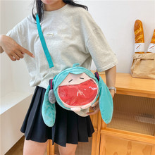 卡通斜挎包可爱大耳朵毛绒双肩包女生书包2024秋冬新款日系搞怪包