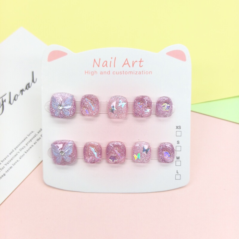 [Purely Handmade] Handmade Manicure for Kidsren Aged 3-12 Years Old, Fashionable Cat-Eye Cartoon Cute Nail Art Stickers Wholesale