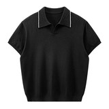 ZF8110-B复古拼色翻领OLO衫男夏季薄款休闲针织短袖T恤上衣，男装针织衫/毛衣，星座614