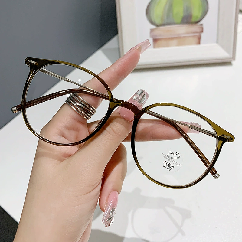 Xiaohongshu style round TR vintage blue-light plano sunglasses lightweight literary student prescription frame 01243
