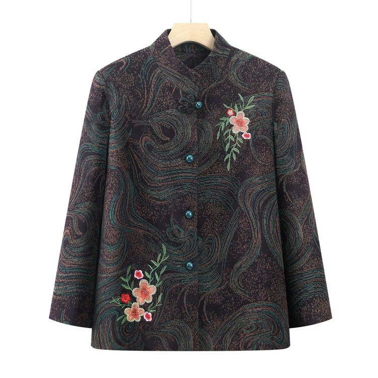 Люди среднего и пожилого возраста осеннее платье бабушки новый костюм Тан пальто 60 лет 70 мама одевается осенью и зимой