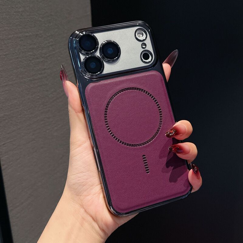 Suitable for Apple 18 Pro Max phone case, iPhone 18 Pro plain leather protective case with lens film and magnetic charging Suitable for Apple 18 Pro Max phone case, iPhone 18 Pro plain leather protective case with lens film and magnetic charging