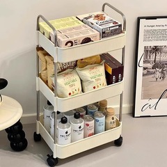 スナック収納ラック寝室ホーム多層収納ラック車輪付きリビングルームシンプルな床から天井までの可動トロリー
