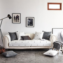 北歐簡約網紅皮沙發墊子四季通用防滑坐墊套罩純棉布藝加厚靠背巾