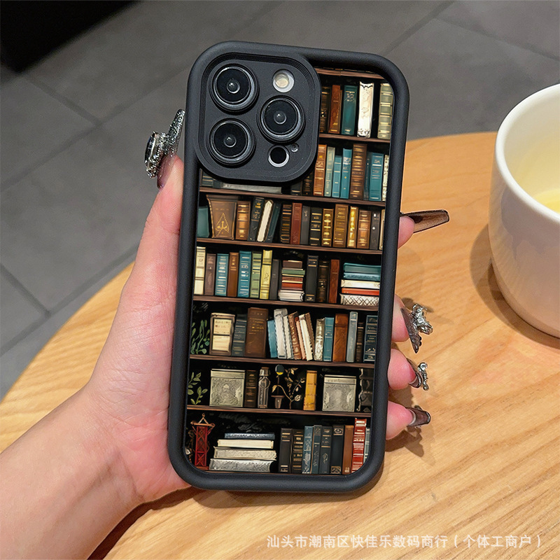 Retro Book Bookshelf for iPhone Case Apple 11/12/13/14Pro/15/16 78