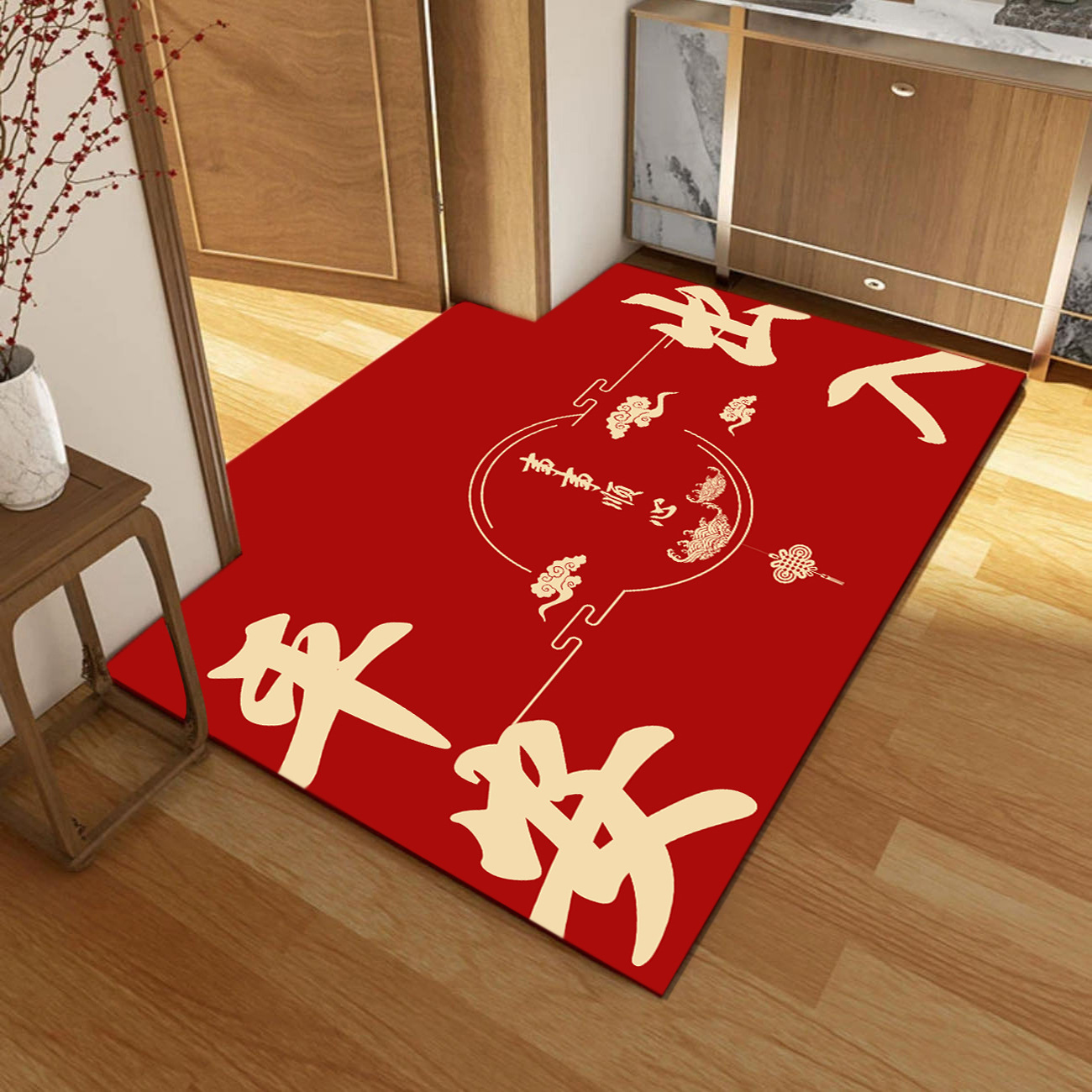 Nueva alfombra antideslizante de estilo chino, alfombra roja resistente a la suciedad, alfombra de pies de gran área.
