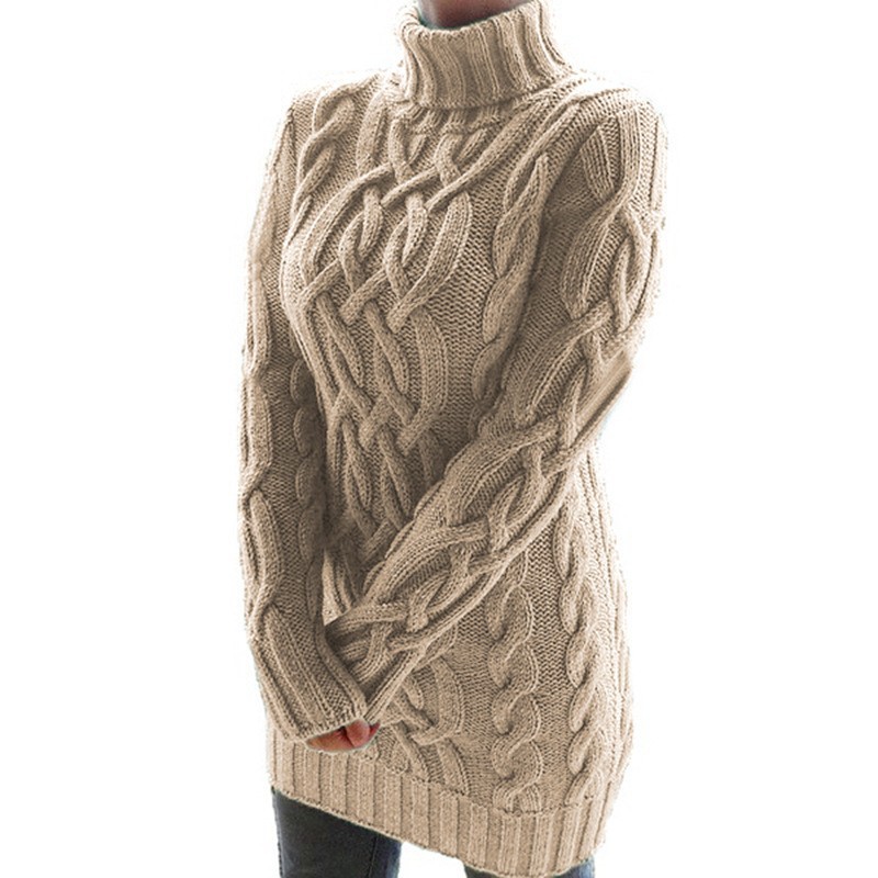 Suéter de punto para mujer wish2025, estilo europeo y americano, otoño e invierno, grueso, cuello doble, estilo retro, suéter de punto trenzado grueso