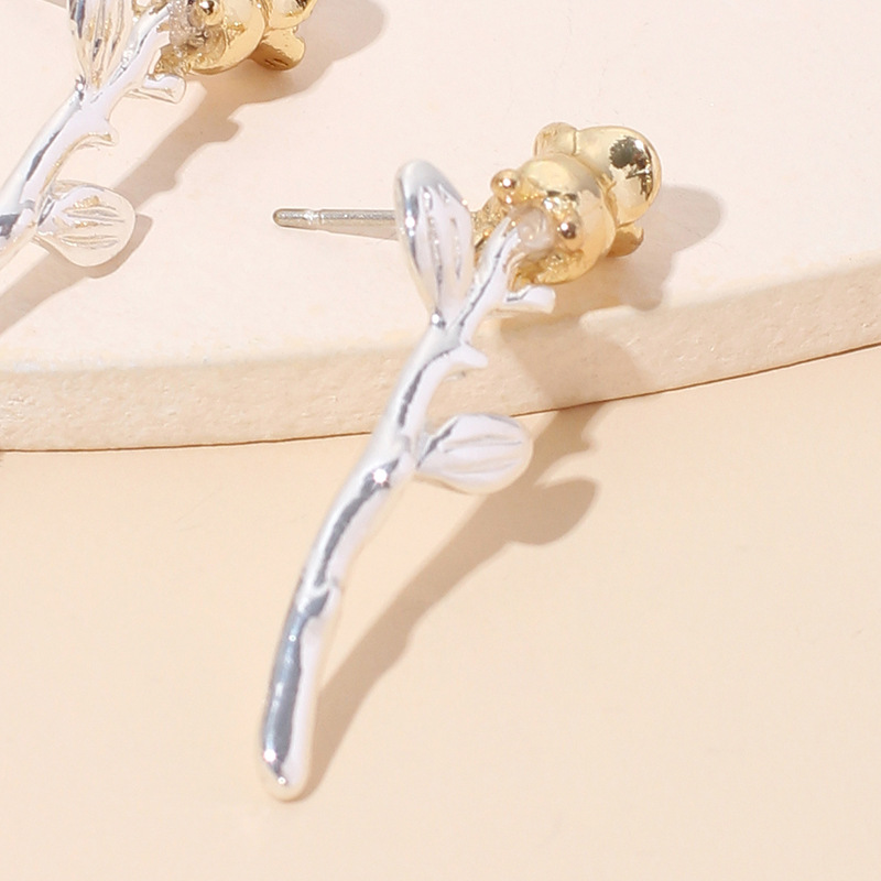 4g Weight Earrings Classification Wedding, Travel Occasion Women'S Gender Simple Style Style  Fashion Color Matching Rose Flower Earrings 4