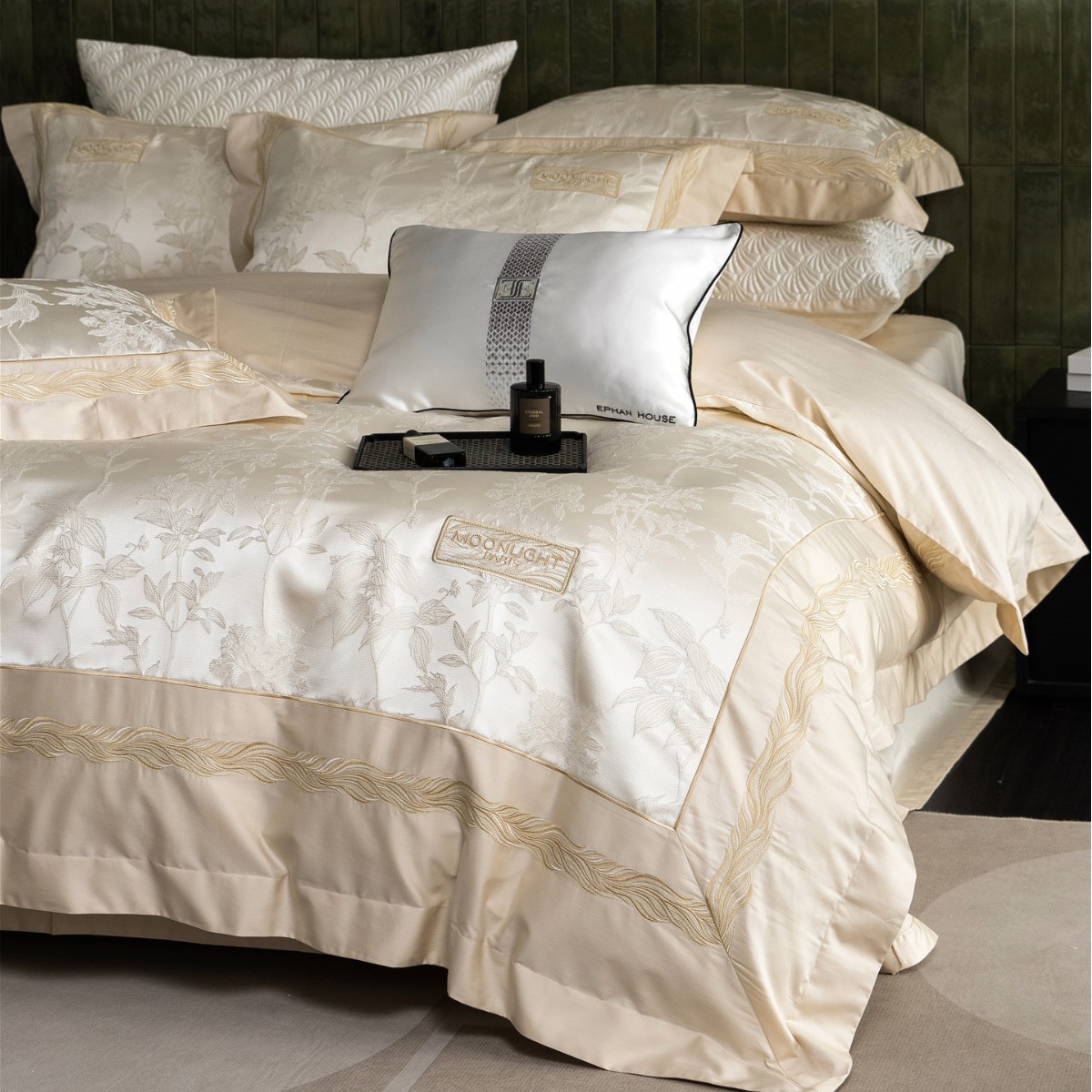 Modern Style Jin Sui Embroidery Gilt Relief Jacquard Bedding Bedding Pure Cotton Long-Staple Cotton Four-Piece Home Textile Set