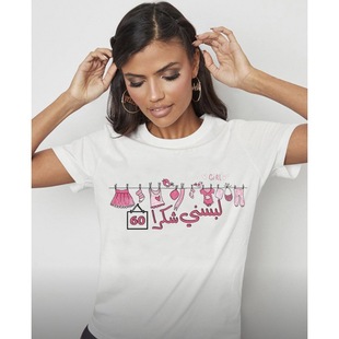 In stock cross-border supply European and American new love printed short-sleeved T-shirt women's fashion top