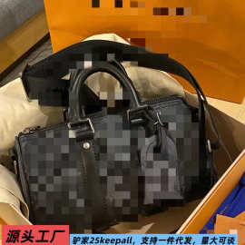 keepall25cm枕头包压花单肩包滚筒包圆筒包斜挎包包男士斜挎包