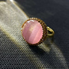 Retro organic crystal with amethyst, natural ore, advanced ring with stone, light luxury style, high-quality style