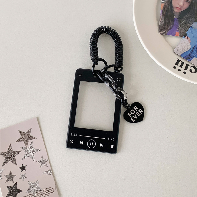 Hisocute少女弹力绳黑色挂件卡套学生拍立得展示挂件卡包饭卡卡套|undefined