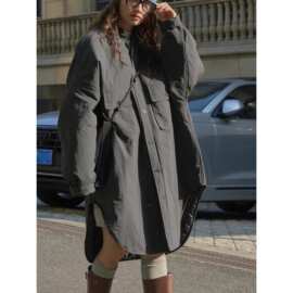 卢浮冬上新日系街头慵懒风衬衫式棉服oversize宽松保暖休闲外套女