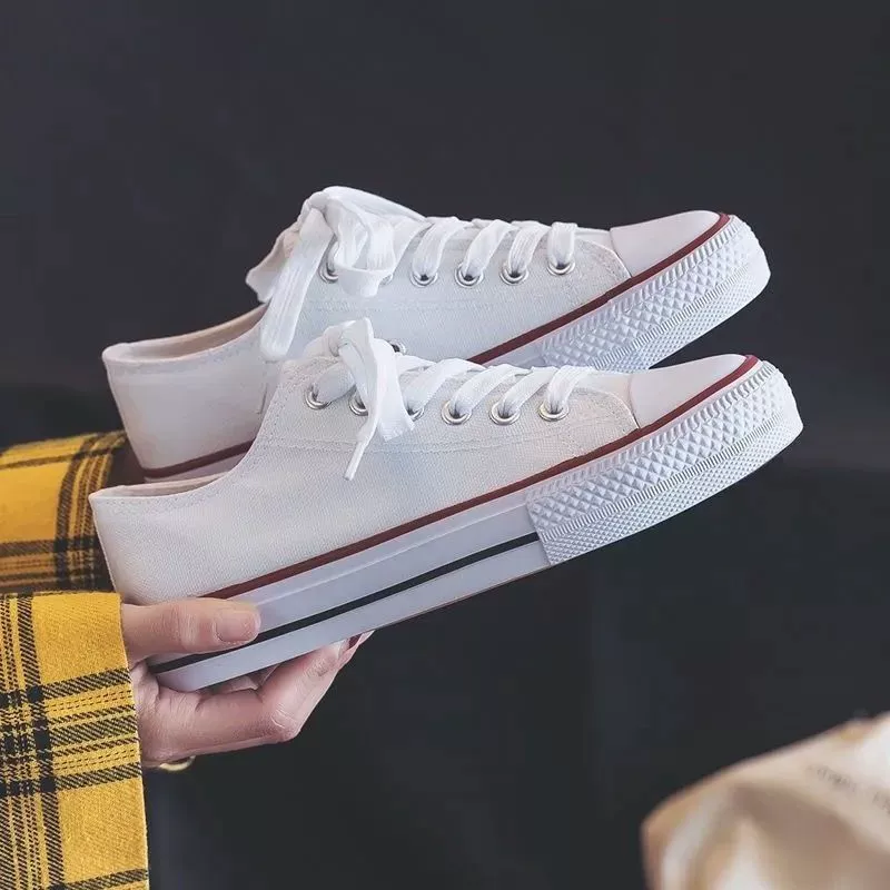 Cloth footwear, summer white shoes, universal sneakers, 2023, Korean style