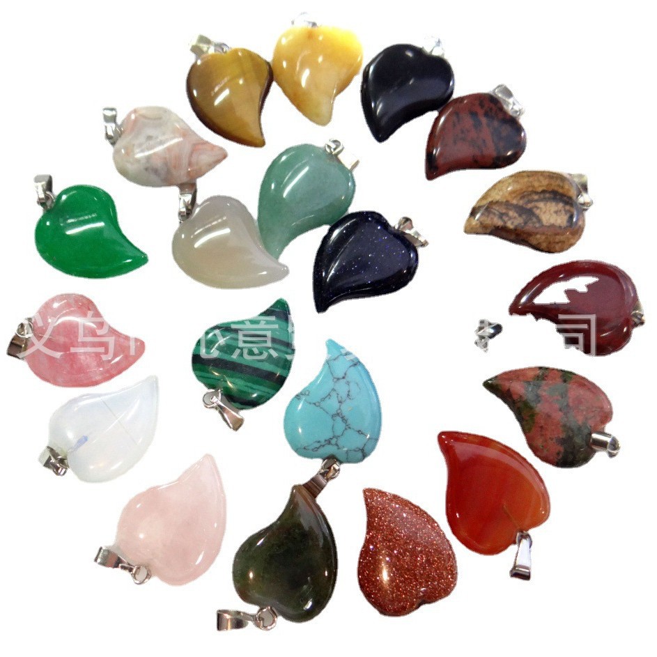 Venta caliente en forma de corazón colgante natural cristal Rosa ágata piedra torcida corazón colgante melocotón corazón collar accesorios Diy