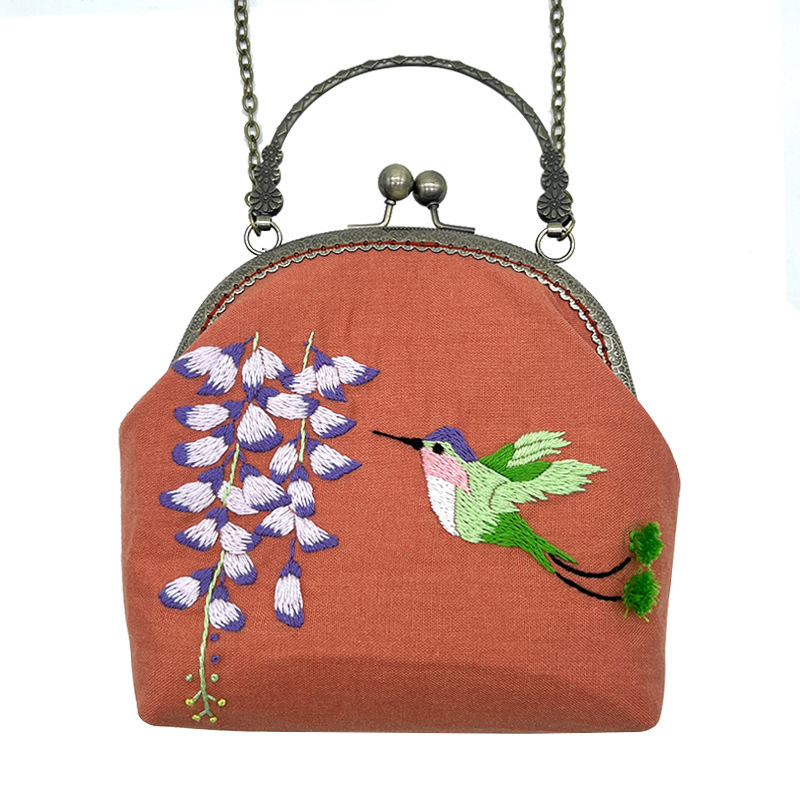 Cute gato Lu bordado bordado diy bolso de oro hecho a mano bolso de material creativo bolso regalo de novia