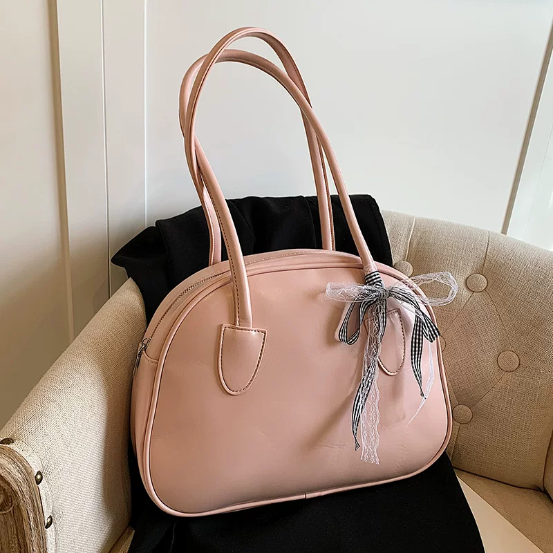 Small design handheld one-shoulder bag with bow, South Korea