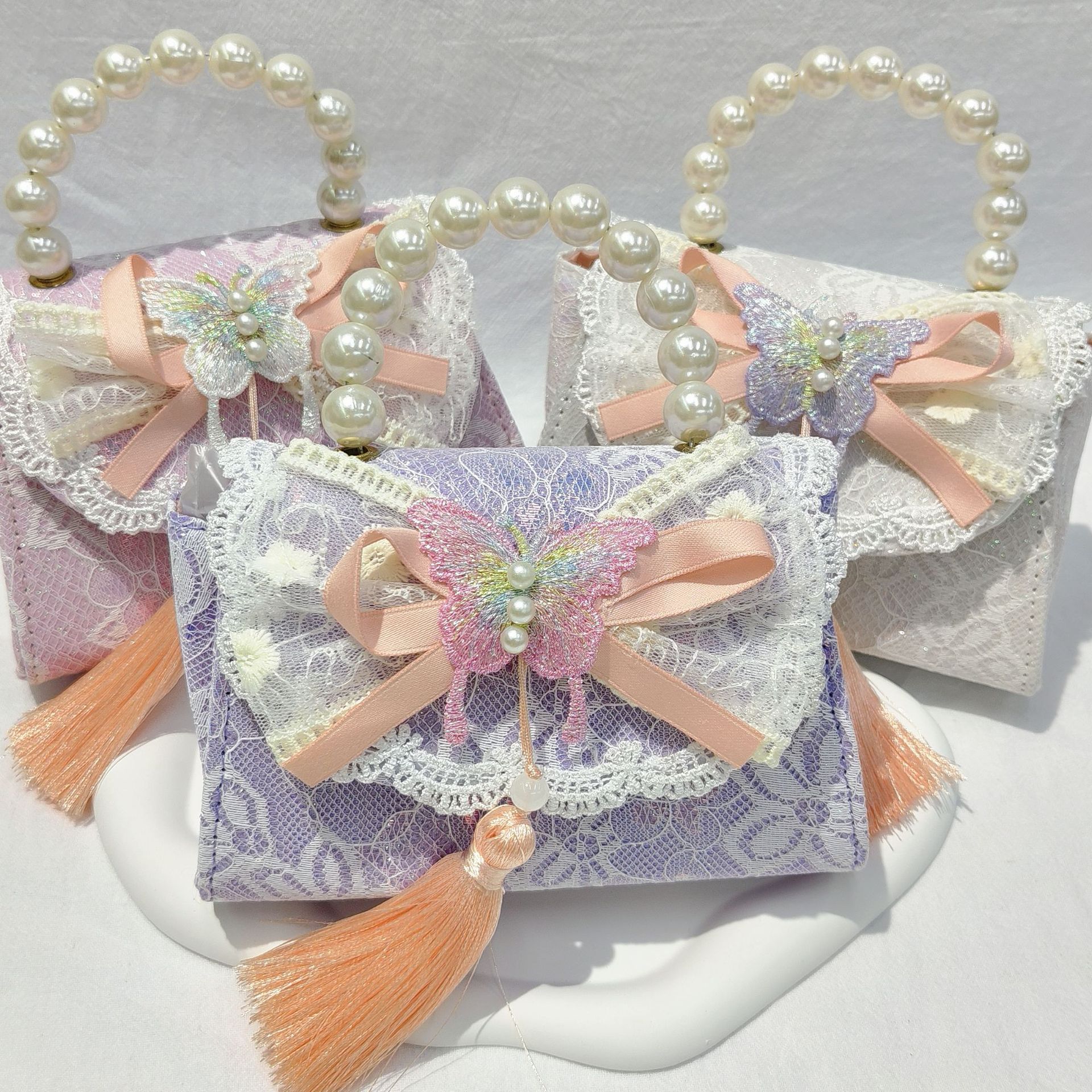 Bolso de arco para niños bolso de rosa de verano bolso de mochila para chicas bolso de princesa de perla pequeña bolsa de cambio de viento fragante