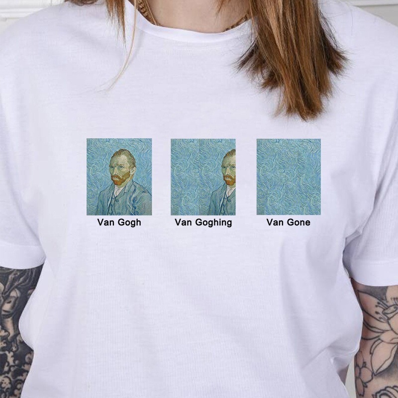 Unisex Van Gogh Funny T-Shirt Hipster Fashion Women Letter Aesthetic Graphics White T-Shirt Unisex Van Gogh Funny T-Shirt Hipster Fashion Women Letter Aesthetic Graphics White T-Shirt