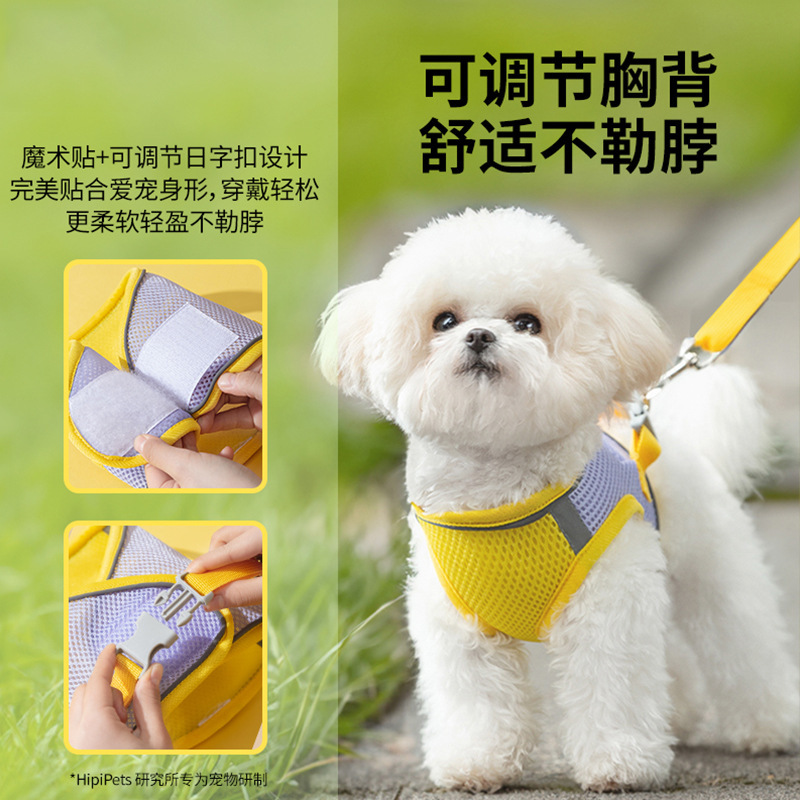Verano color combinado respirable malla cuerda de tracción cuerda de perro para caminar cuerda de perro cadena de perros gatos perros mascotas chaleco artículos