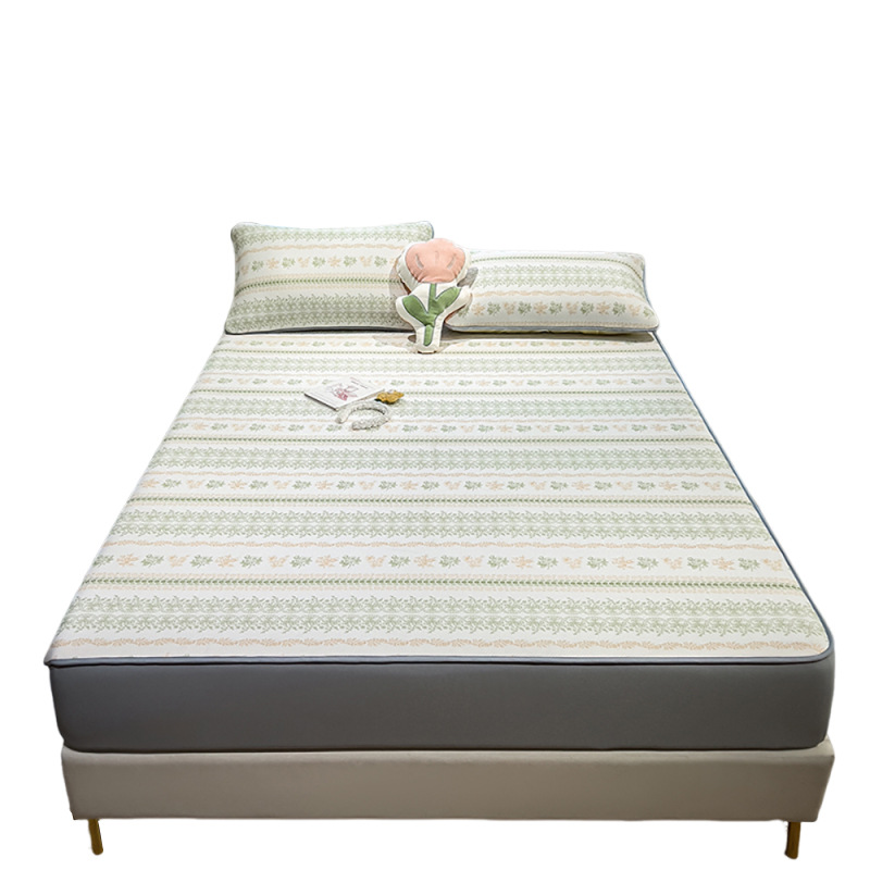 La nueva sábana de seda de hielo de verano, una sola pieza, cubierta protectora de colchón todo incluido, dormitorio, cubierta de cama individual, juego de tres piezas