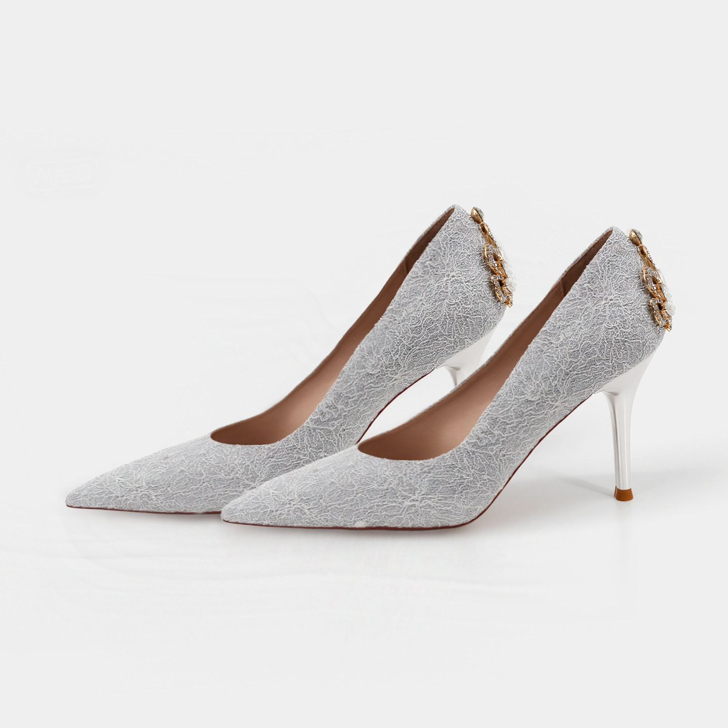 6681-10 Banquet Dress Wedding Dress Wedding Shoes Bridal Shoes Rhinestone Temperament High Heels Goddess Pointed Toe Stiletto Shoes