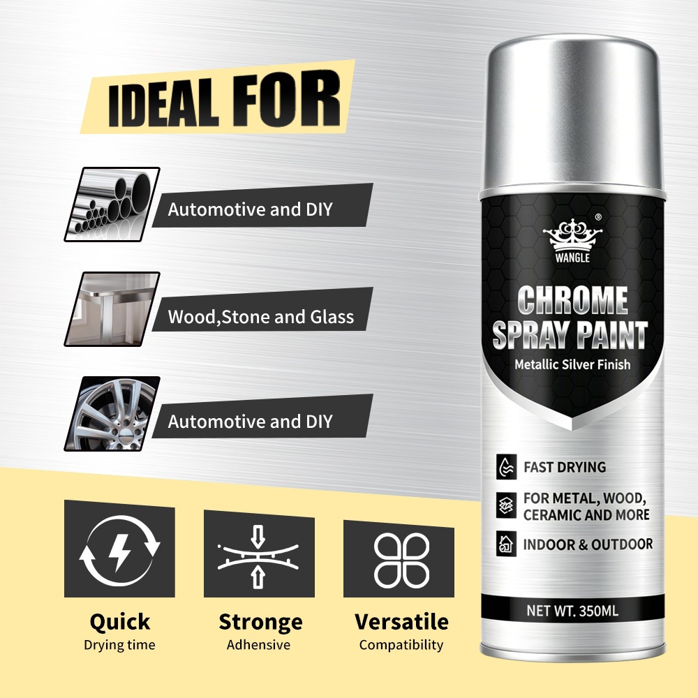 Chrome-plated self-painting stainless steel spray paint, rust-removing metal anti-rust paint, galvanized electroplated silver paint, silver-colored paint