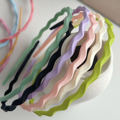 Dopamine sweet girl rainbow color thin hair hoop simple frosted wavy pattern tooth fixed broken hair face wash headband