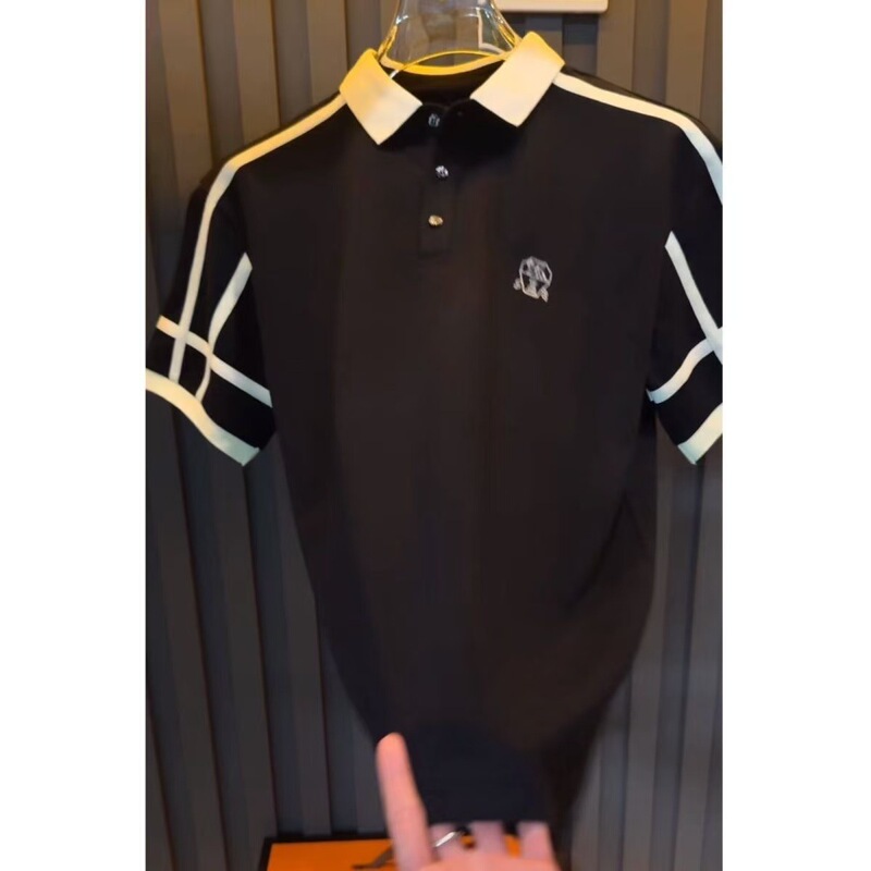 2026 Spring/Summer New Old Money Style Comfortable Short Sleeve Embroidered Men's Hong Kong Style Collared Couple's Popular Button Polo Shirt