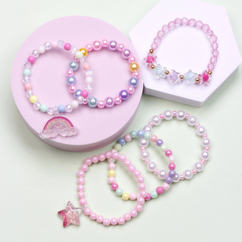 Fashion Letter Butterfly Plastic Beaded Kidu0027S Bracelets 6 Pieces