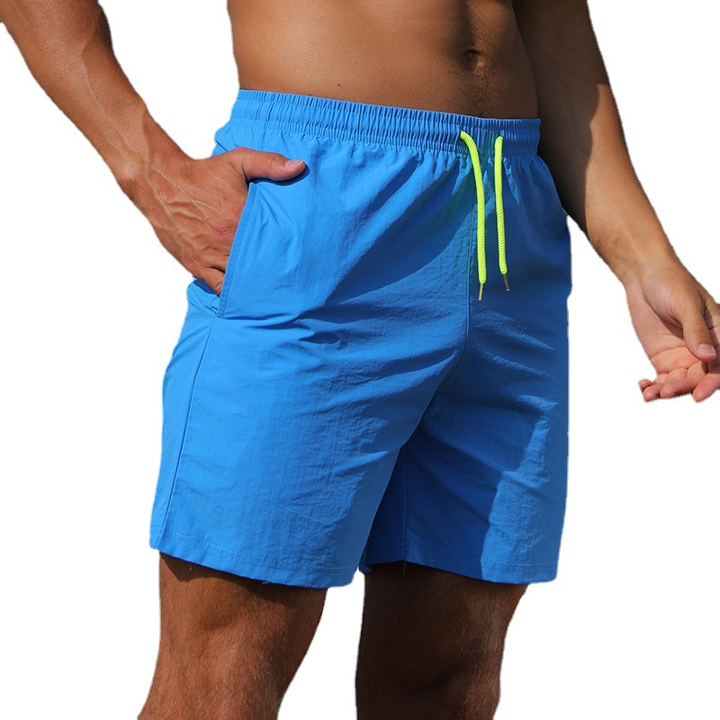 Europa y América más tamaño transfronterizo color sólido de los hombres de cinco puntos pantalones de playa de verano de secado rápido pantalones cortos de natación impermeable al aire libre ocio image 6