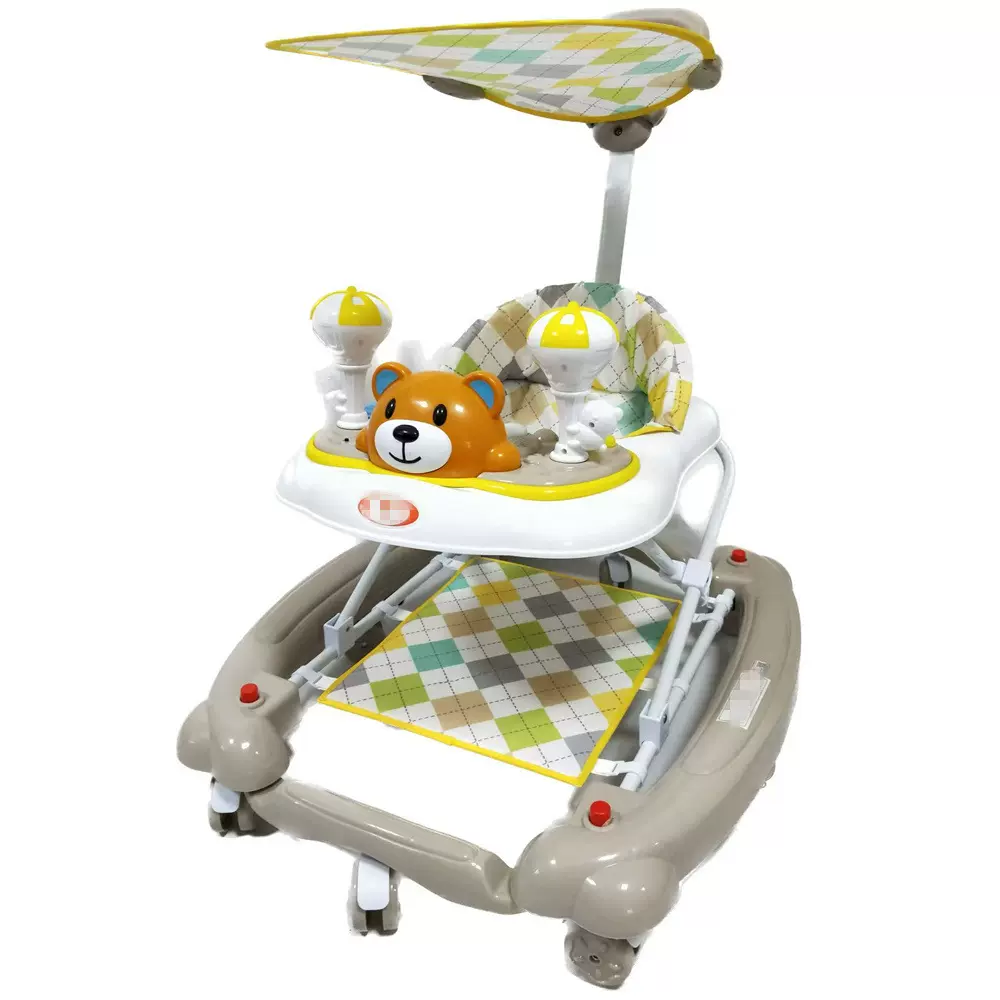 跨境专供婴儿学步车6-18个月带音乐防侧翻推把摇马款英文中性包装