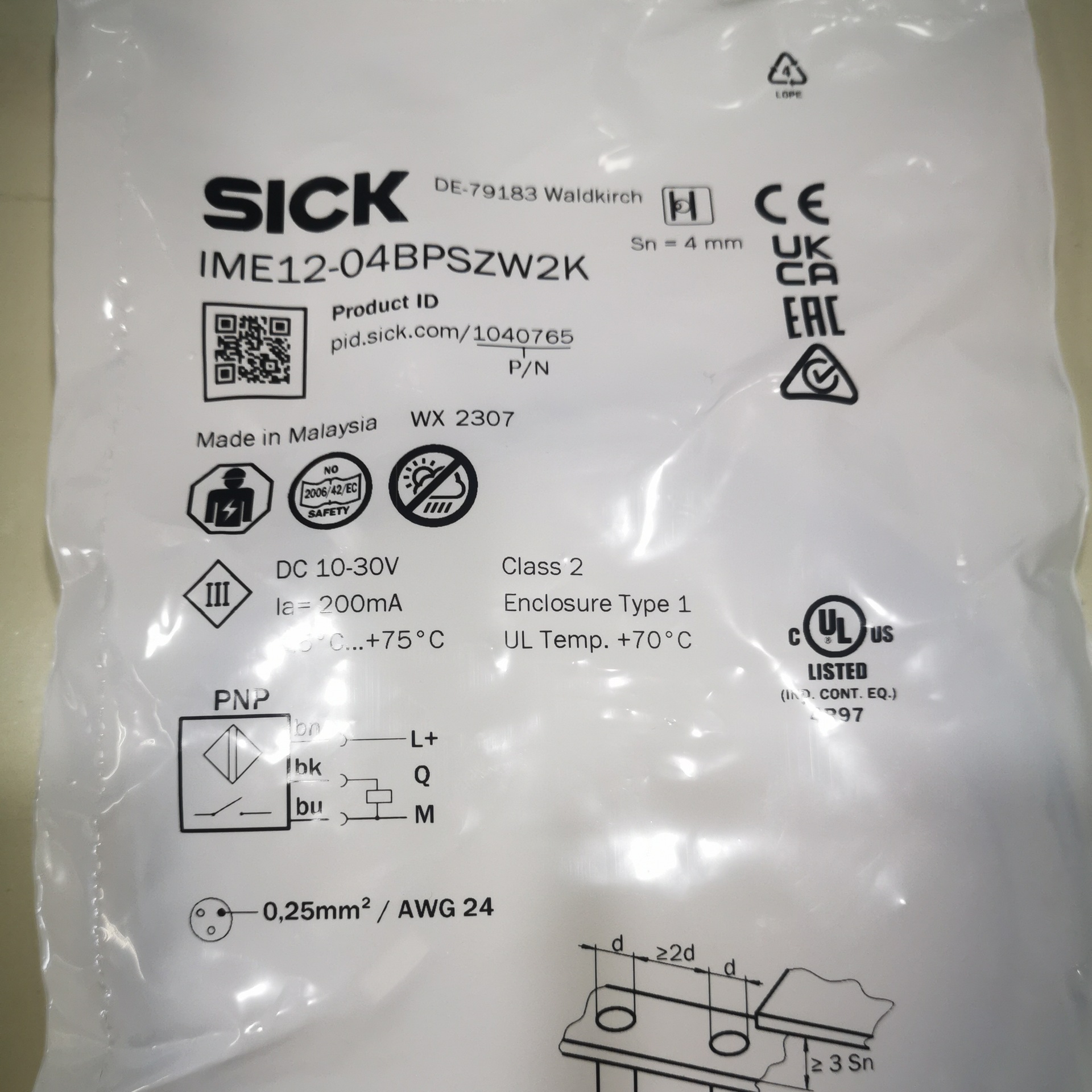 全新原装正品SICK西克接近开关IME12-04BPSZW2K