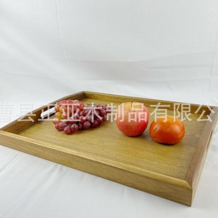 Acacia Wooden Tray Fruit Tray Solid Wood Tray with Handle Rectangular Right Angle Tea Tray with Handle