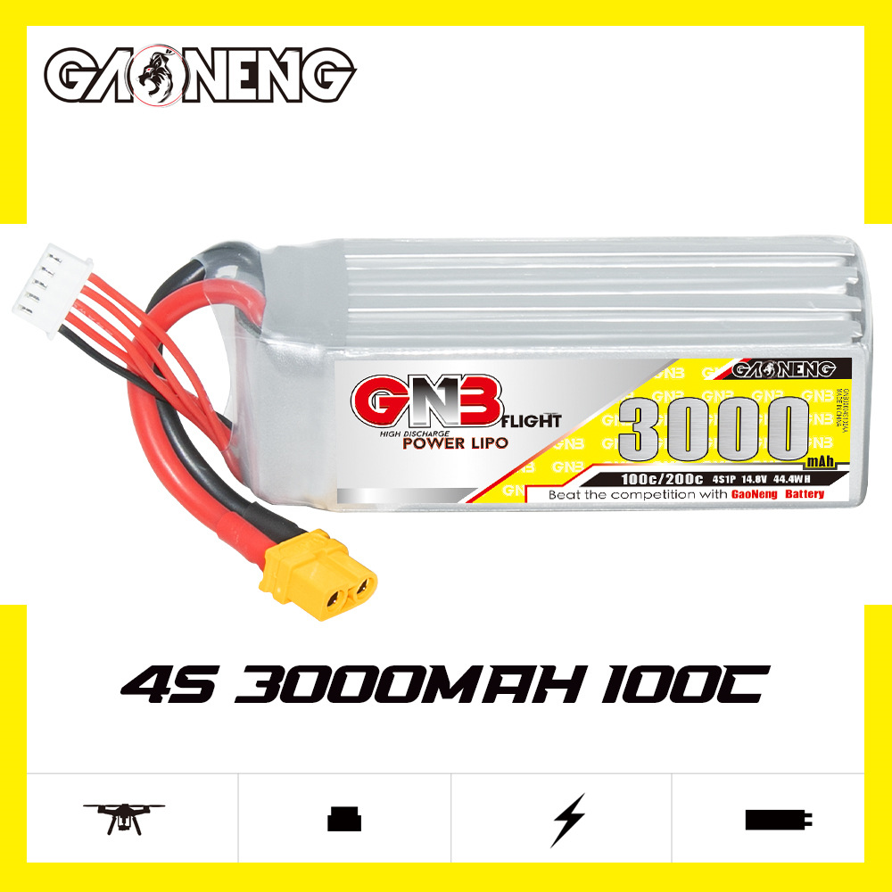 GNB高能3000mAh 4S 14.8V 100C遥控无人机航模FPV锂电池GAONENG