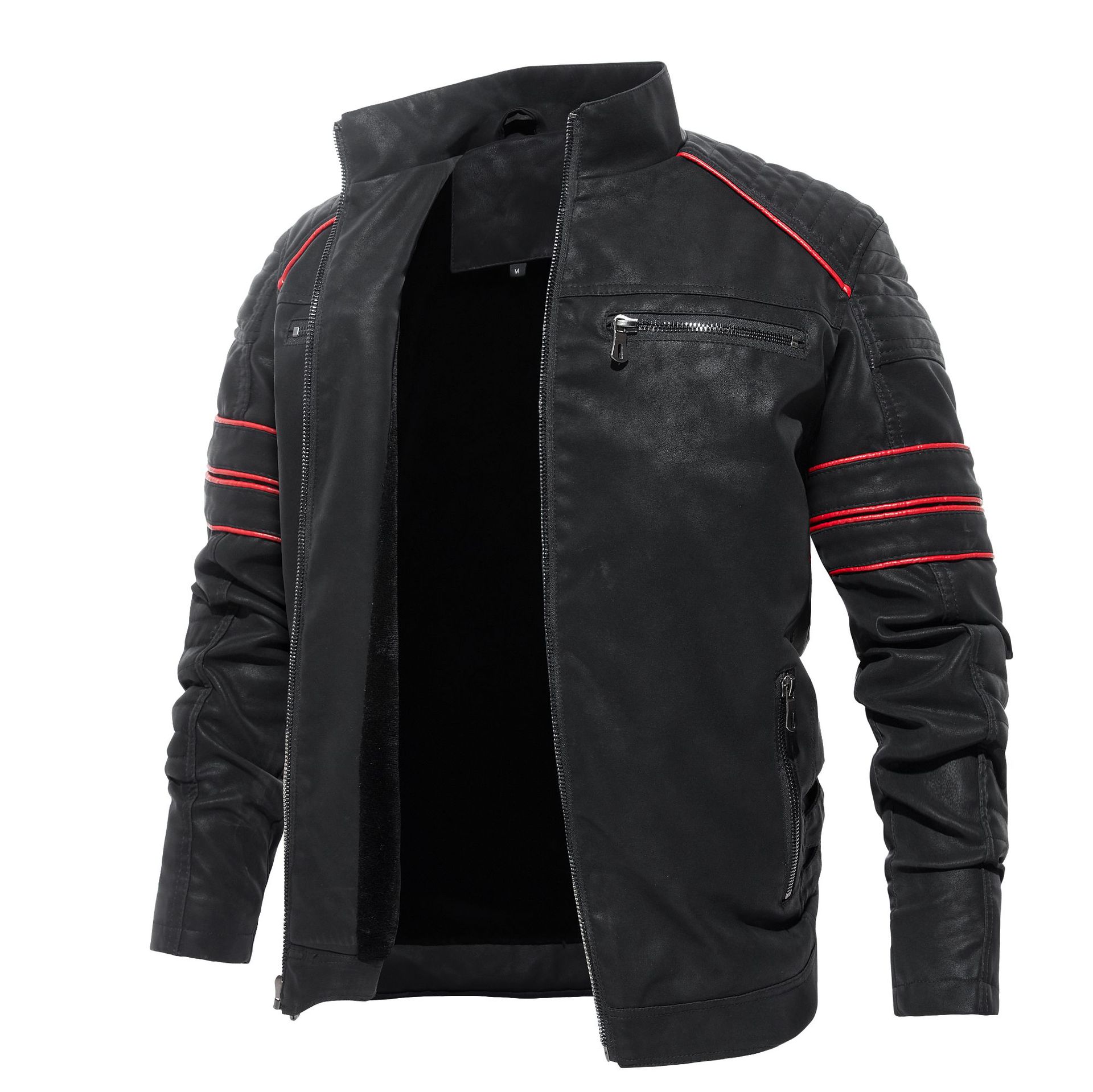 국경 간 오존 아마존 새로운 남성 패션 코트 스탠드 칼라 캐주얼 두꺼운 남성 가을과 겨울 재킷 가죽 코트