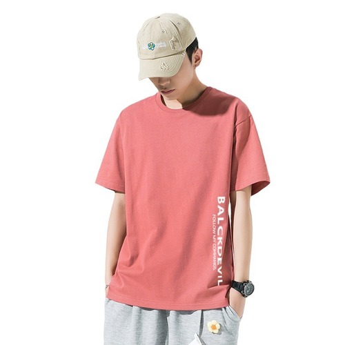 2024 New Print Short Sleeve T-shirt Men Korean Style Base Shirt Fashion Loose Summer Men's Top Trendy Cross-border